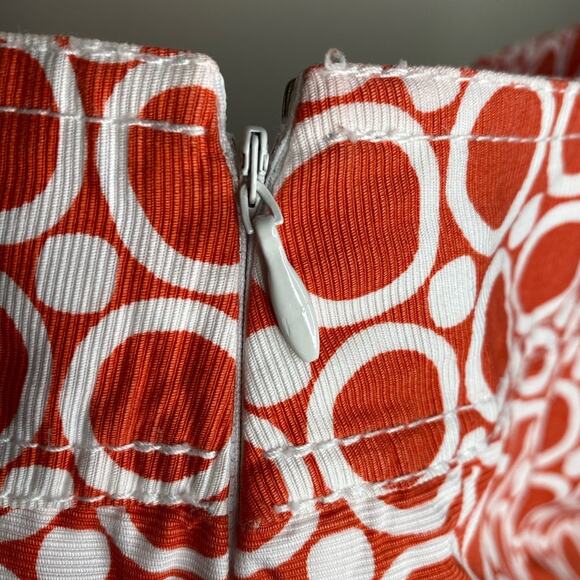 Loft orange and white geometric print  lined pencil skirt - Picture 5 of 7